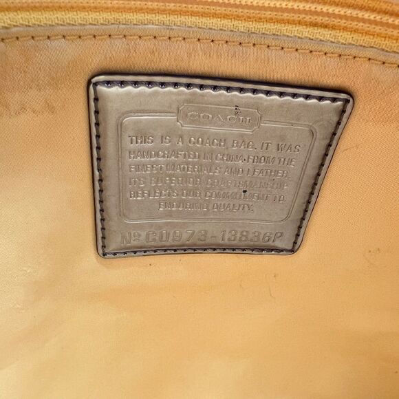 Coach Poppy Patent Leather Glam Tote Shoulder Bag Silver/Fuchsia Pink No 13836 - Picture 16 of 16